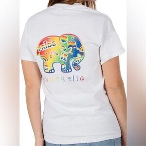 NWT Ivory Ella Pride Rainbow Elephant Graphic Tee White Cotton Tee Various Sizes